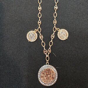 White House Black Market Mixed Metal Coin Necklace & Earring Set